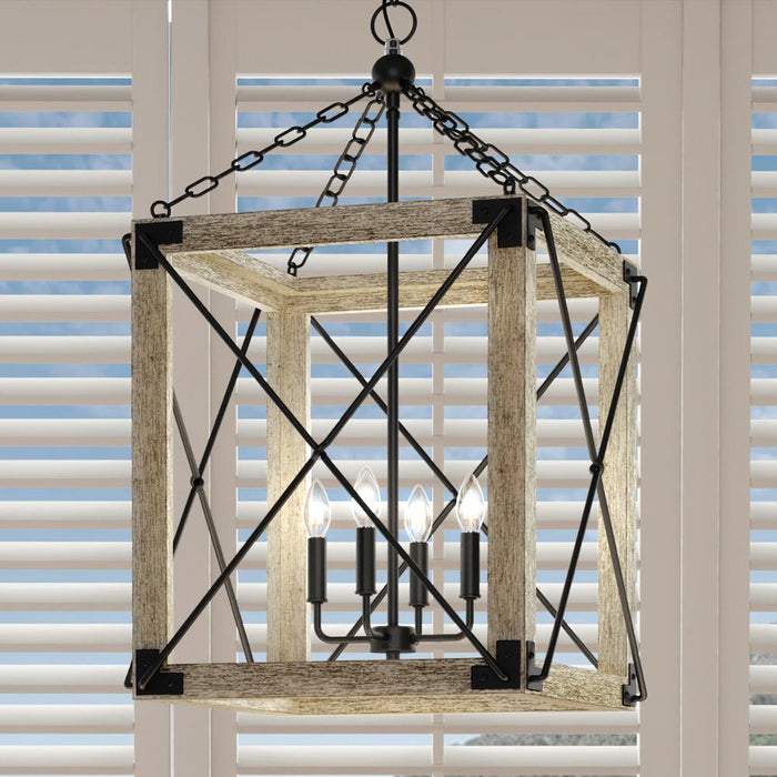 UQL3040 Farmhouse Chandelier, 30.5"H x 18.25"W, Matte Black Finish, Carrollton Collection