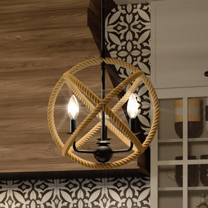 A unique lighting fixture in a kitchen with a UQL3050 Farmhouse Pendant Light, 14.75"H x 14"W, Estate Bronze Finish, Stamford Collection by Urban Ambiance