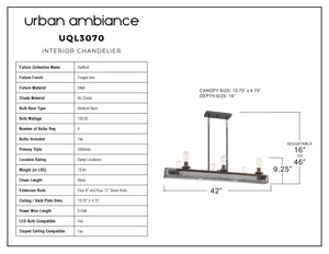 Unique lighting fixture: Urban Ambiance UQL3070 Utilitarian Chandelier, 9.25