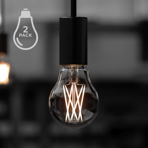 A unique and luxurious UBB2021 Luxury LED Bulb from Urban Ambiance in a stunning black and white photo, hanging from a ceiling.