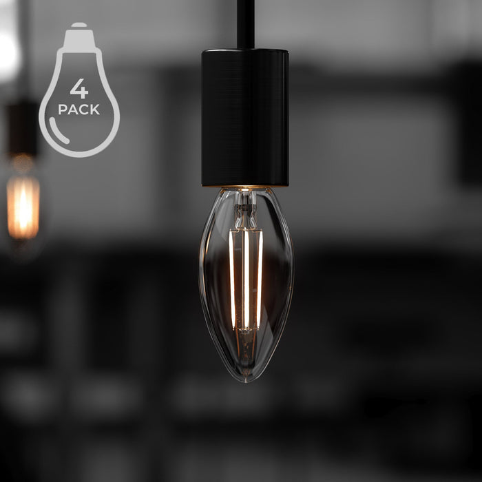UBB2042 Luxury LED Bulbs, 60W Equivalent, Vintage Edison Style, B11 Shape, E12 Base (candelabra base), 2700K (warm white) - 4 PACK