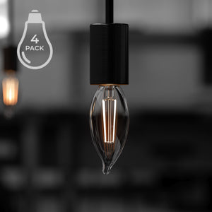 A black and white photo of a unique lighting fixture, the UBB2060 Luxury LED Bulb, hanging in a dark room.