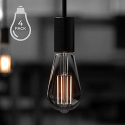 A black and white photo of gorgeous Urban Ambiance UBB2080 Luxury LED Bulbs, 40W Equivalent, Vintage Edison Style, ST19 Shape, E26 Base (standard medium