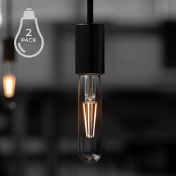 A beautiful black and white photo of two Urban Ambiance UBB2142 Luxury LED Bulbs, 40W Equivalent, Vintage Edison Style, T9 Shape, E26 Base (standard medium base