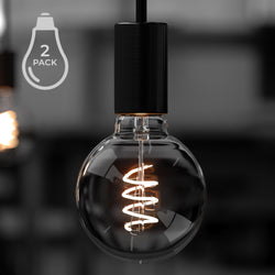 A black and white photo of a unique Urban Ambiance UBB2190 Luxury LED Bulbs, 40W Equivalent, Vintage Edison Style, G25 Shape, E26 Base (standard medium base