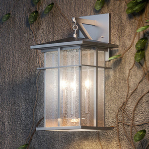 A beautiful Craftsman Outdoor Wall Sconce 17''H x 9''W from the Milwaukee Collection by Urban Ambiance is hanging on a wall.