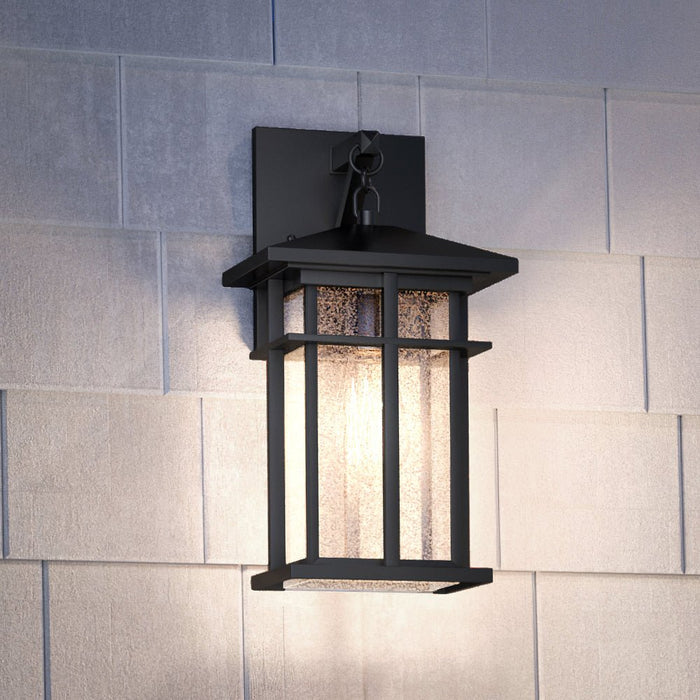 UEX1009 Craftsman Outdoor Wall Sconce 14''H x 7''W, Matte Black Finish, Milwaukee Collection