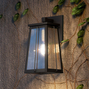 An Urban Ambiance UEX1020 Craftsman Outdoor Wall Sconce 13''H x 7''W, Matte Black & Native Brass Finish, Athens Collection with beautiful ivy