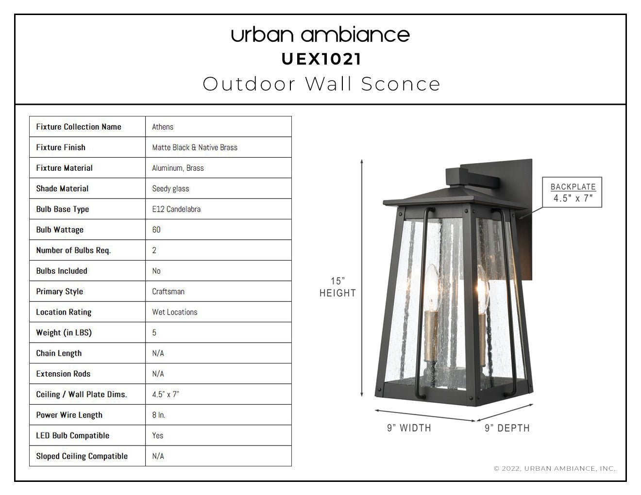 LNC Craftsman 1-Light Matte Black Outdoor Wall Lantern Sconce with