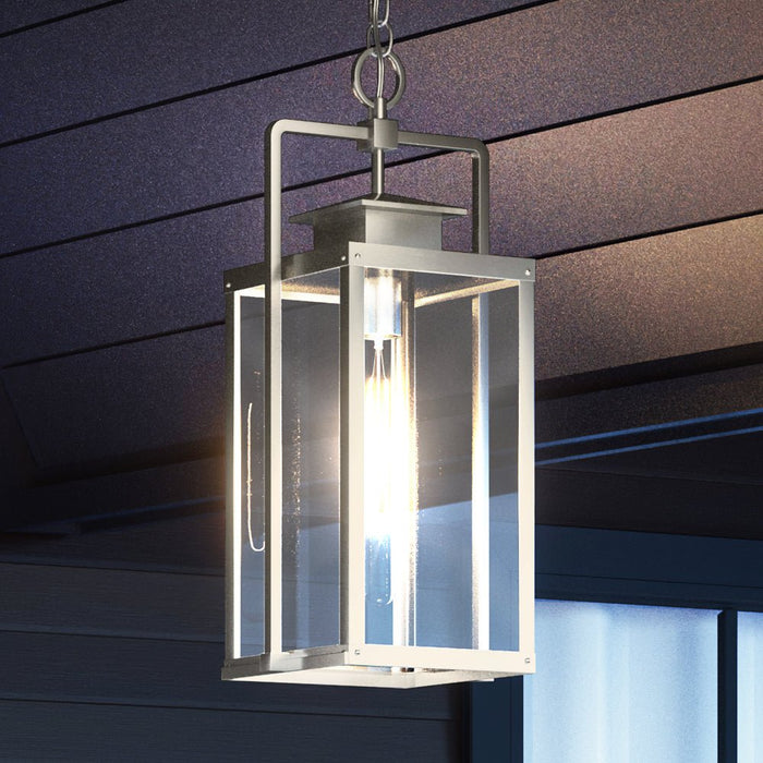 UEX1033 Luxe Industrial Outdoor Pendant 22''H x 9''W, Burnished Aluminum Finish, Knoxville Collection