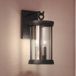 A unique UEX1041 Nautical Outdoor Wall Sconce 16''H x 8''W with an Oil Rubbed Bronze Finish and a glass shade from the Rockland Collection by Urban