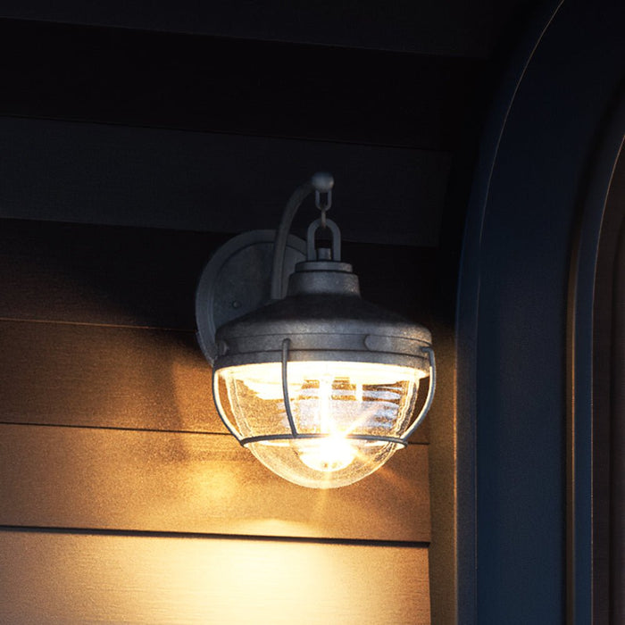 UEX1055 Nautical Outdoor Wall Sconce 10''H x 8''W, Aged Zinc Finish, Telluride Collection