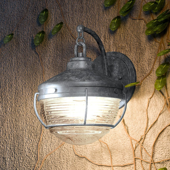 UEX1056 Nautical Outdoor Wall Sconce 12''H x 9''W, Aged Zinc Finish, Telluride Collection