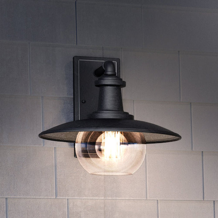 UEX1091 Farmhouse Outdoor Wall Sconce 12''H x 13''W, Matte Black Finish, Easton Collection