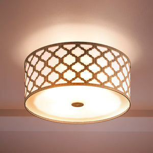 An Urban Ambiance UEX2021 Moroccan Ceiling Light 8"H x 15"W, Dark Gold Finish, Arlington Collection featuring a beautiful decorative pattern.