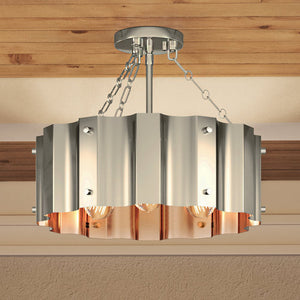 A gorgeous UEX2040 Lux Industrial Ceiling Lamp 14''H x 17''W, Matte Nickel Finish.