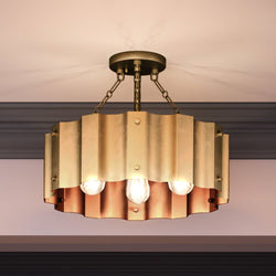 A beautiful Lux Industrial Ceiling Light 14''H x 17''W from the Claremore Collection with a Native Brass Finish, manufactured by Urban Ambiance.