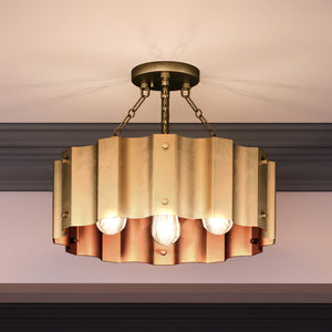 A beautiful Lux Industrial Ceiling Light 14''H x 17''W from the Claremore Collection with a Native Brass Finish, manufactured by Urban Ambiance.