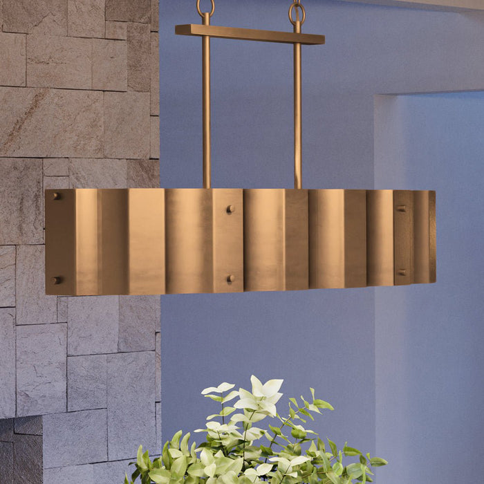 UEX2048 Lux Industrial Chandelier 19''H x 37''W, Native Brass Finish, Claremore Collection