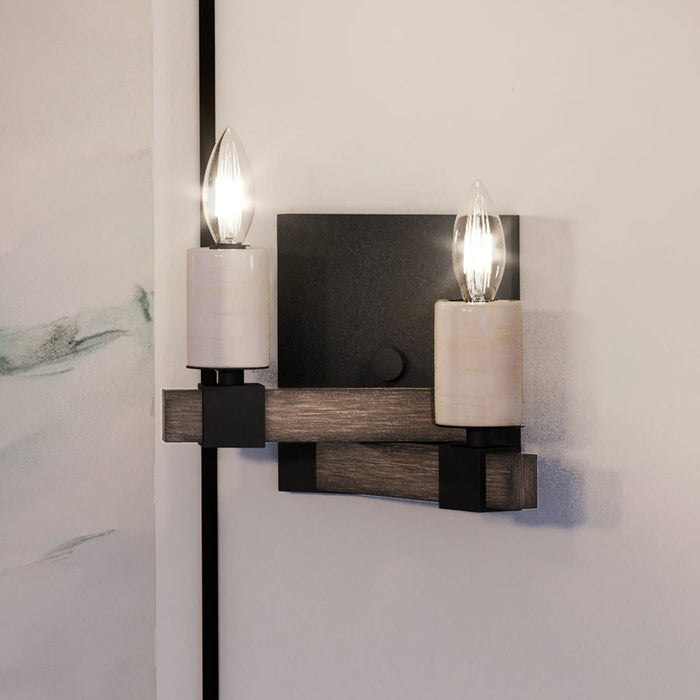 UEX2051 Modern Farmhouse Wall Sconce 7''H x 9''W, Matte Black Finish, Greenville Collection