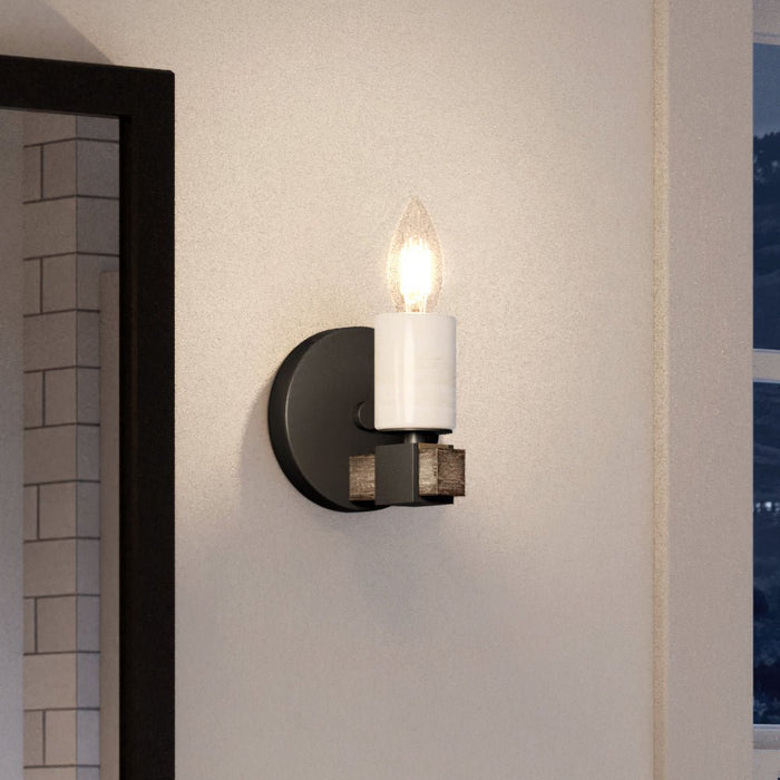 UEX2055 Modern Farmhouse Wall Sconce 5''H x 5''W, Matte Black Finish, Greenville Collection