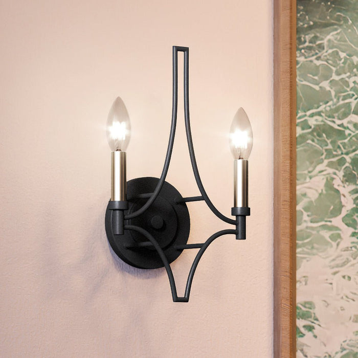 UEX2072 Mediterranean Wall Sconce 16''H x 10''W, Charcoal & Satin Brass and Nickel Finish, Vineland Collection