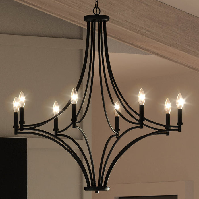 UEX2073 Mediterranean Chandelier 39''H x 36''W, Charcoal & Satin Brass and Nickel Finish, Vineland Collection