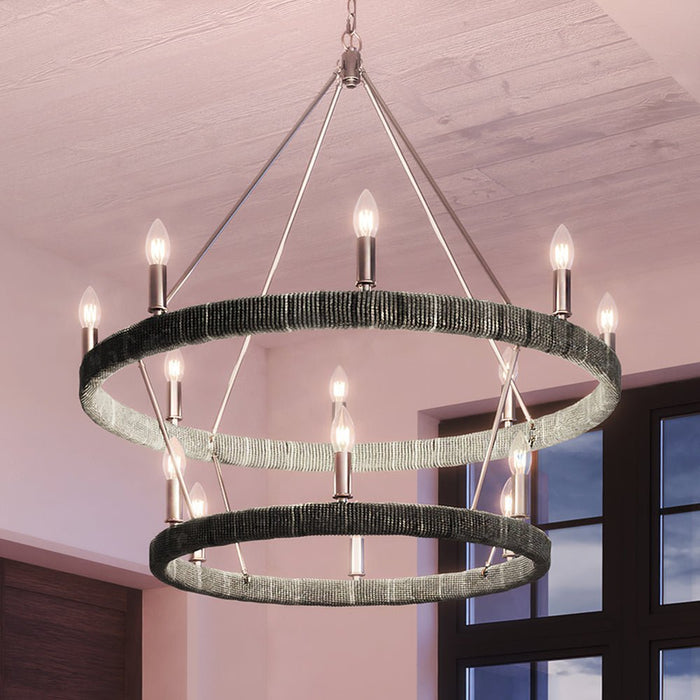 UEX2091 Bohemian Chandelier 46''H x 36''W, Polished Nickel Finish, Rutherford Collection