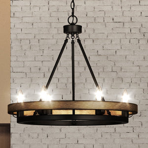 A stunning UEX2101 Rustic Chandelier, matte black finish, from the Burlington Collection by Urban Ambiance.