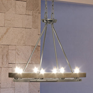 An Urban Ambiance UEX2105 Rustic Chandelier, a unique lighting fixture with several lights hanging from it.