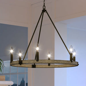 Product Name: A round UEX2114 Unique Chandelier 26''H x 27''W, Oil Rubbed Bronze Finish, Artesia Collection with candles in the middle.
Brand Name