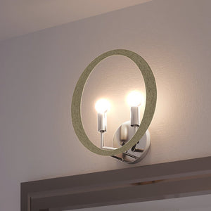 A bathroom with a gorgeous Urban Ambiance UEX2132 New Traditional Wall Sconce 12''H x 12''W, Polished Nickel Finish, Montclair Collection light fixture on the