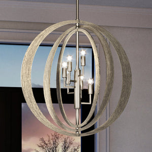 A gorgeous UEX2134 New Traditional Chandelier lighting fixture hanging over a window.