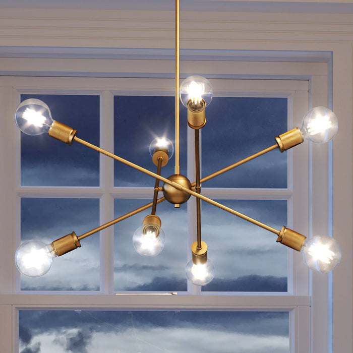 UEX2161 Mid-Century Modern Chandelier 18''H x 22''W, Olde Brass Finish, Berlin Collection