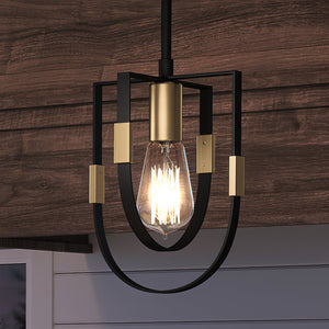 A beautiful lighting fixture, the UEX2176 Lux Industrial Pendant, hangs from a wooden ceiling.
