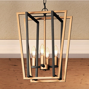 A beautiful UEX2182 Lux Industrial Chandelier, a lighting fixture, hanging on a wooden floor.