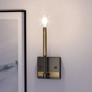 A beautiful UEX2205 Lux Industrial Wall Sconce with a light on it.
