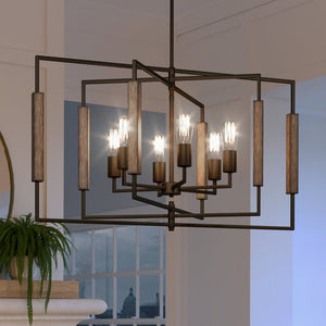 A unique Urban Ambiance UEX2212 Mid-Century Modern Chandelier 17''H x 28''W, Oil Rubbed Bronze Finish from the Holland Collection with a metal