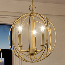 An Urban Ambiance UEX2230 Cosmopolitan Chandelier 16''H x 14''W, Warm Silver Finish, Whitman Collection with a unique design featuring three lights hanging from it