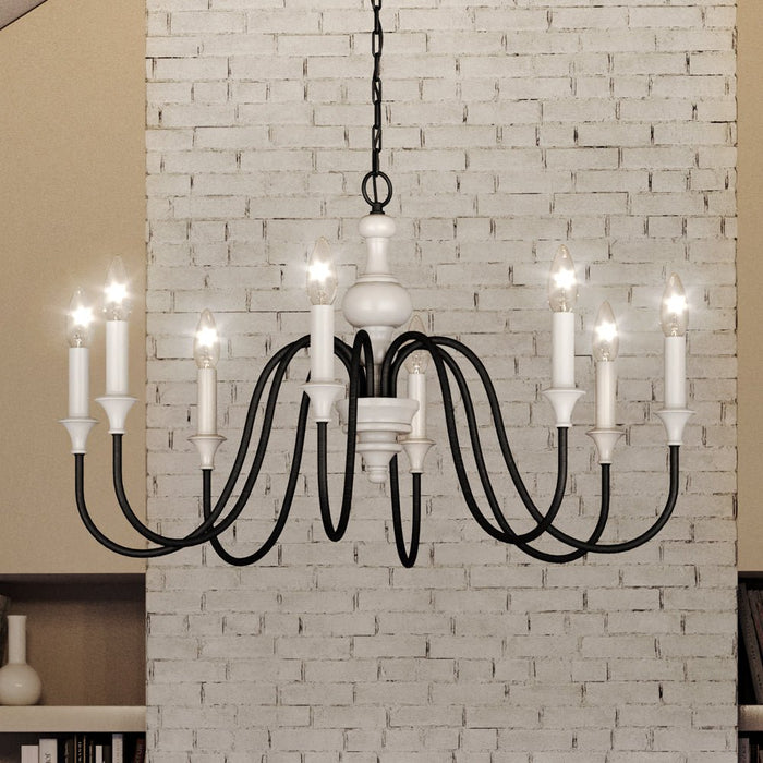 UEX2242 New Traditional Chandelier 19''H x 36''W, Soft White & Black Finish, Springfield Collection
