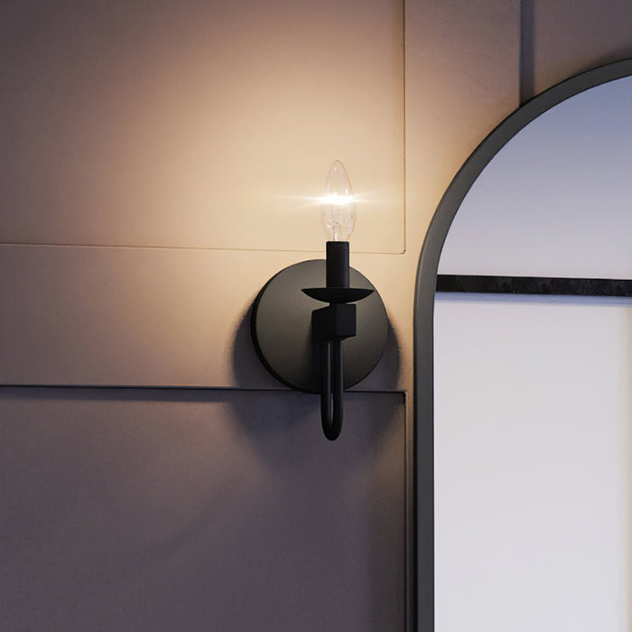 UEX2270 Cottagecore Wall Sconce 7''H x 5''W, Black Finish, Abington Collection