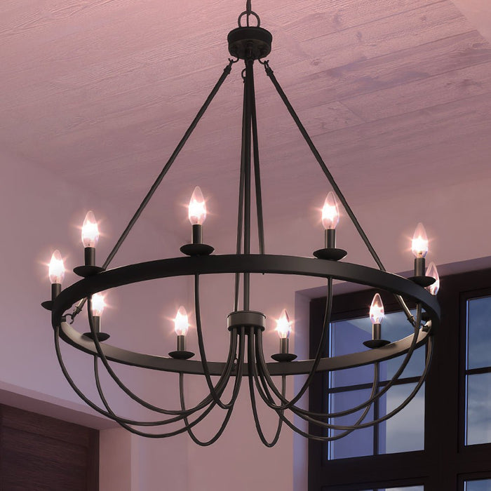 UEX2272 New Traditional Chandelier 39''H x 38''W, Black Finish, Abington Collection