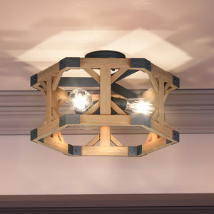 A luxury Urban Ambiance UEX2310 Old World lamp with a wooden frame and two lights.