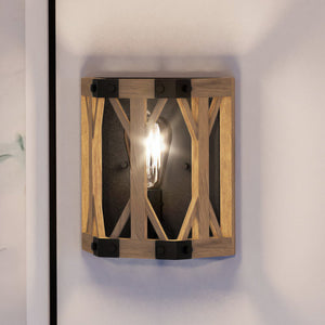 A beautiful UEX2312 Old World Wall Sconce 10''H x 9''W, Oil Rubbed Bronze Finish, Frankfort Collection by Urban Ambiance with a light bulb on