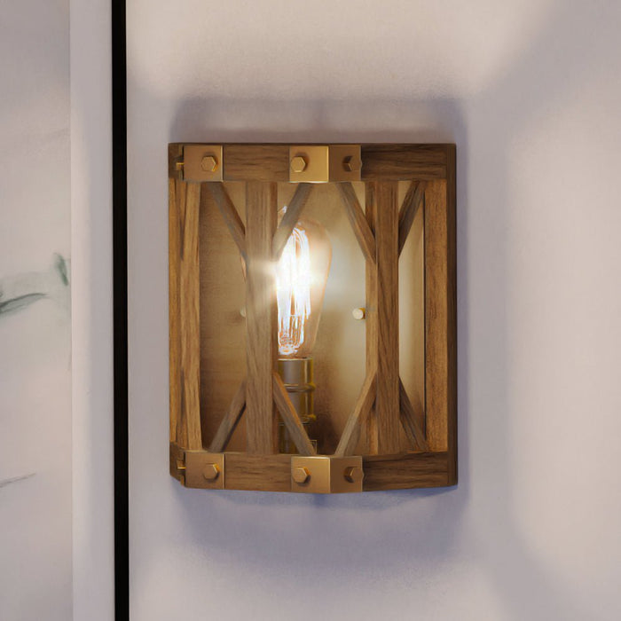 UEX2316 Old World Wall Sconce 10''H x 9''W, Satin Brass Finish, Frankfort Collection