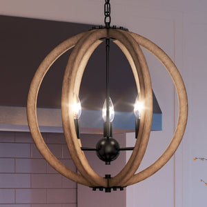 A beautiful UEX2342 Industrial Lux Pendant 18''H x 18''W, Matte Black Finish, Pittsburg Collection chandelier hanging over a kitchen island.