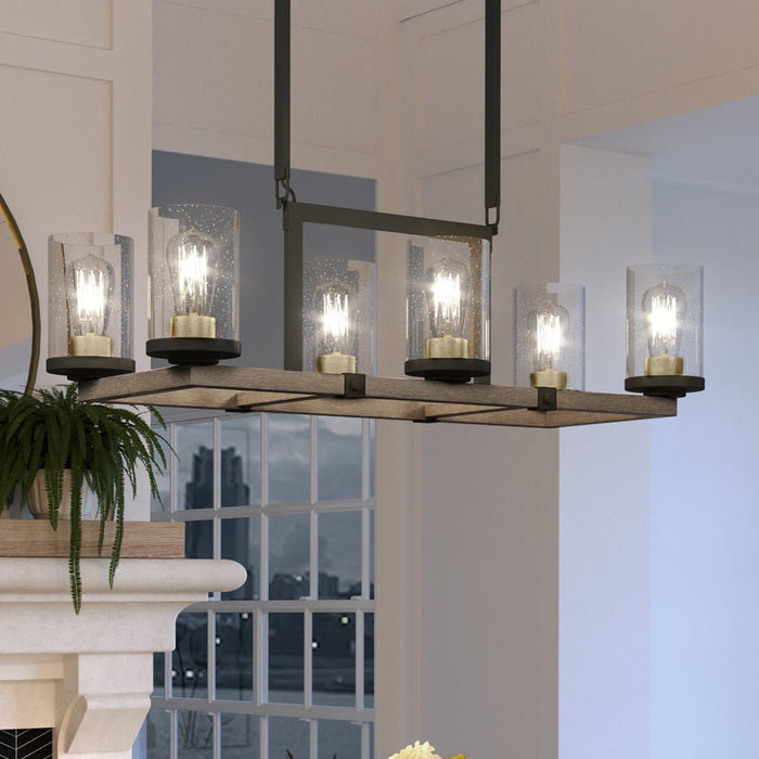 UEX2350 Industrial Lux Chandelier 32''H x 33''W, Charcoal & Olde Brass Finish, Elwood Collection