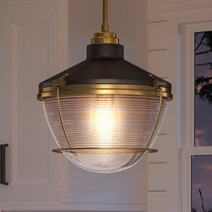 Urban Ambiance - Pendant - UEX2400 Lux Industrial Pendant 14''H x 14''W, Oil Rubbed Bronze & Satin Brass Finish, Glenview Collection -