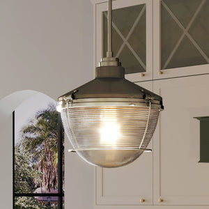 A beautiful luxury lamp from the Glenview Collection by Urban Ambiance is hanging over a kitchen counter.