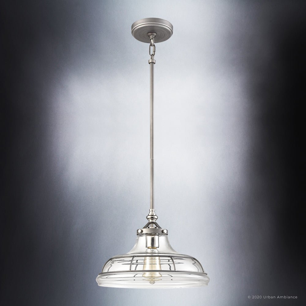 UEX2410 Craftsman Pendant 9''H x 13''W, Aged Zinc & Polished Nickel Finish, Fitzgerald Collection UEX2410 Craftsman Pendant 9''H x 13''W, Aged Zinc & Polished Nickel Finish, Fitzgerald Collection